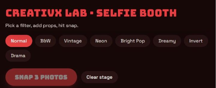 Josh's booth title and filter buttons