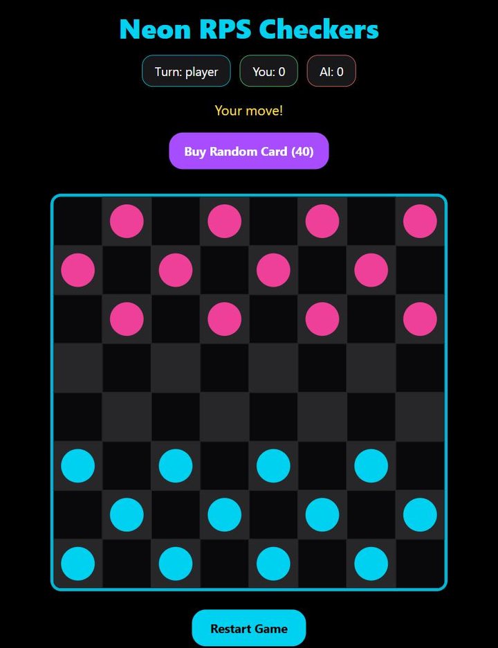Neon RPS Checkers board